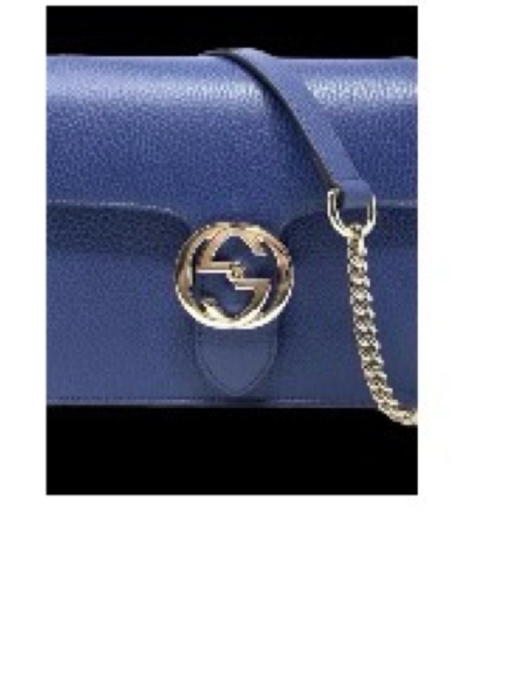 Gucci Blue Leather Shoulder Bag with Gold Double G Chain